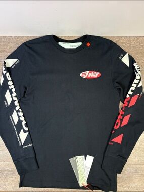 Off-White c/o Virgil Abloh Black Long Sleeve Diag Arrows Logo T-Shirt NWT